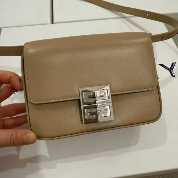 NWT Authentic Givenchy  Box Calfskin Small 4G Shoulder Bag Beige - Picture 2 of 11